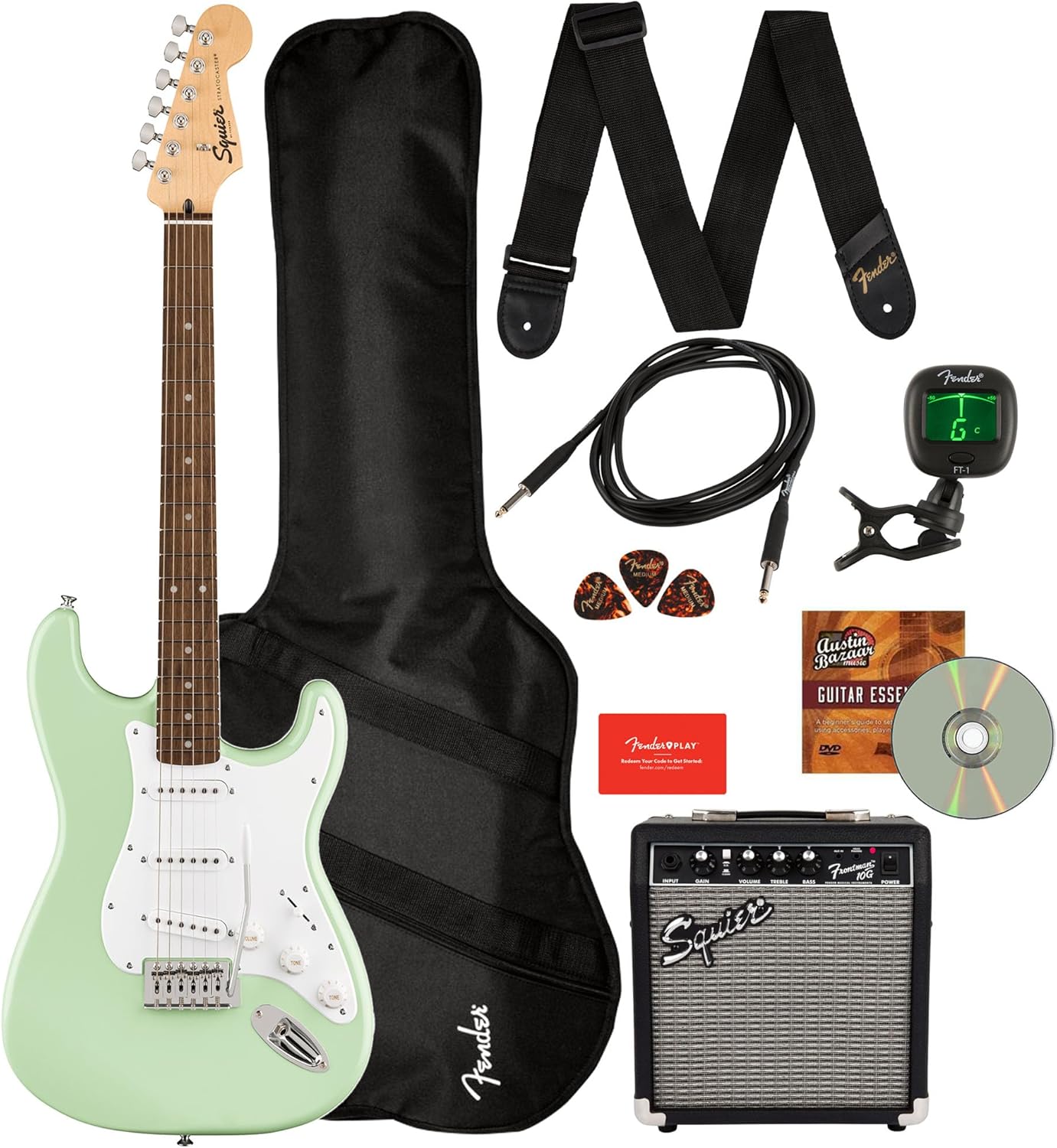 【10800】 Squier Stratocaster surf Green Squier Affinity Series FSR Stratocaster Electric Guitar
